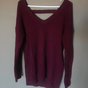 Maroon Open-back Long Sweater
